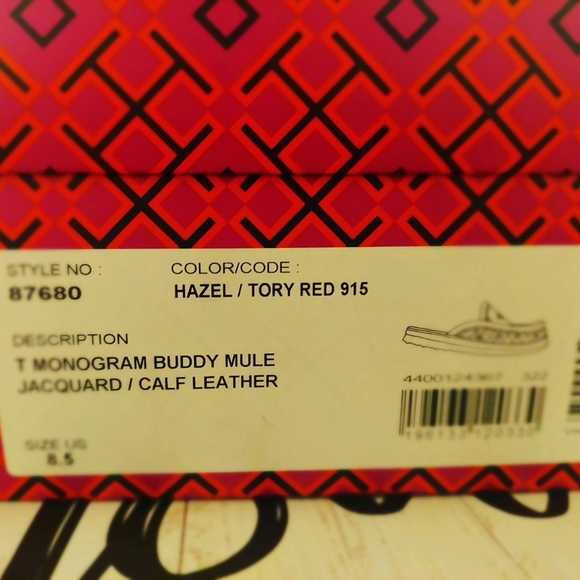 Pantufla Tory Burch color hazel y rojo - Picture 3 of 3